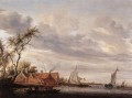 Escena del río con granja Salomon van Ruysdael
